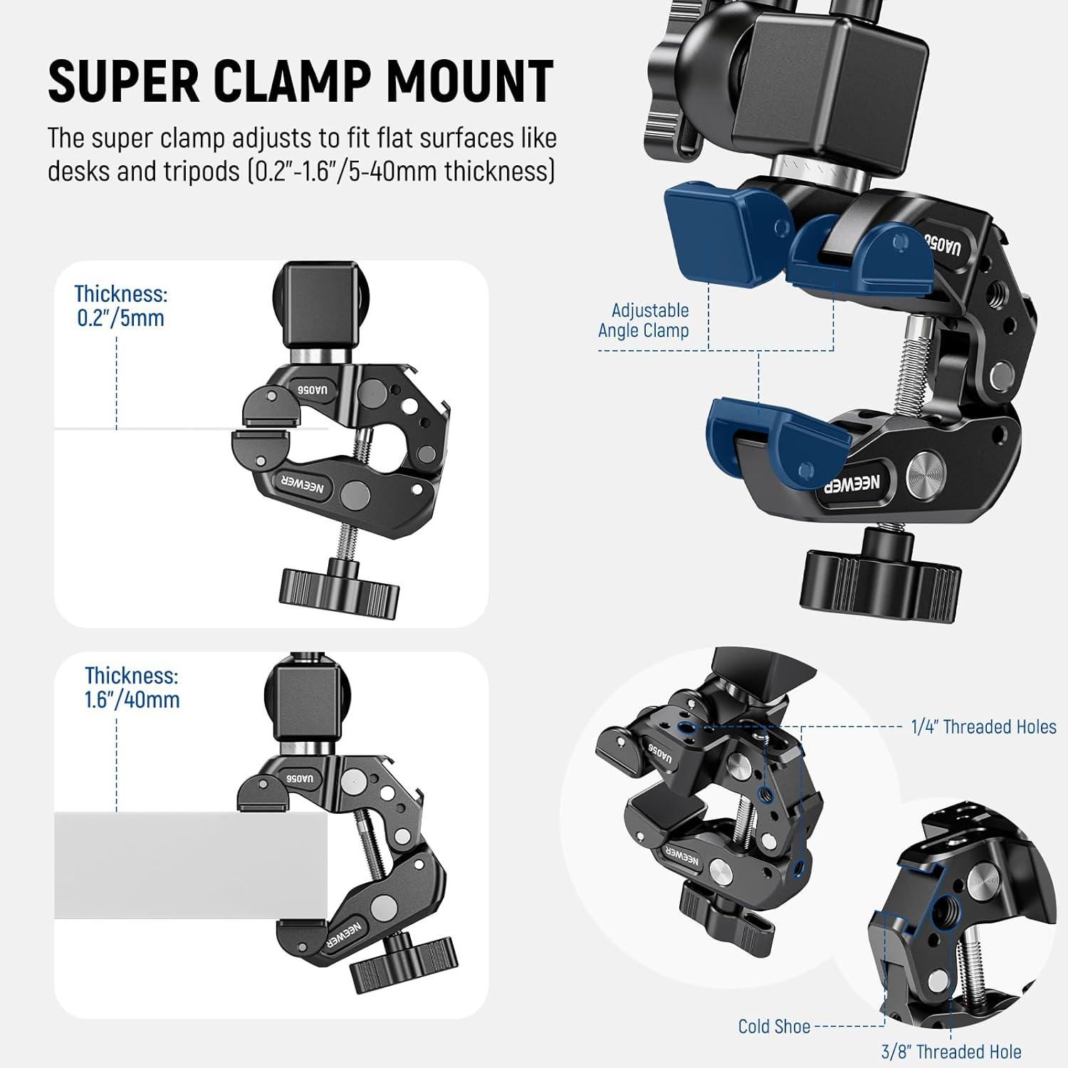 Brazo Mágico Neewer UA056 76 cm con Clamp y Soporte