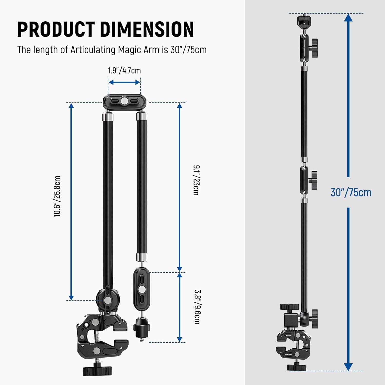 Brazo Mágico Neewer UA056 76 cm con Clamp y Soporte
