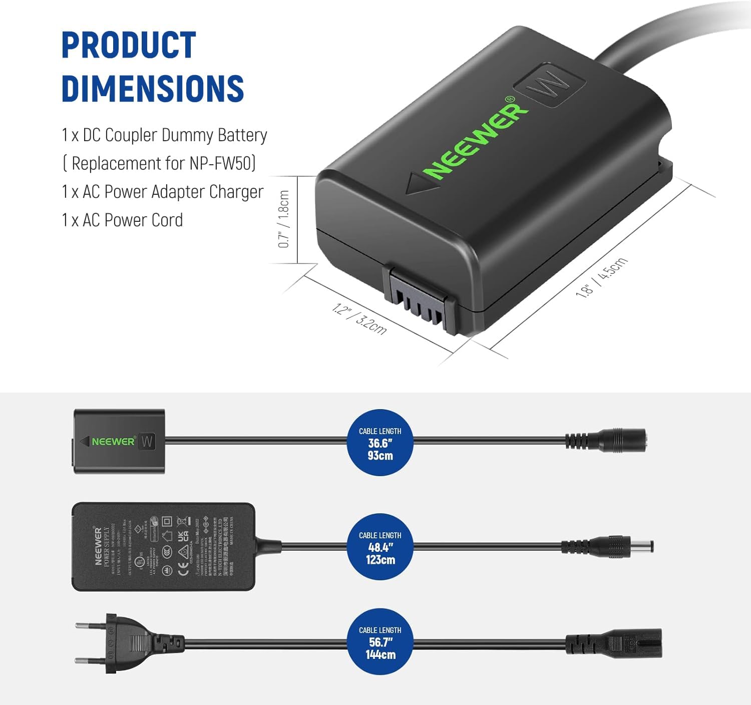Adaptador Neewer AC-PW20 con Acoplador CC para Sony