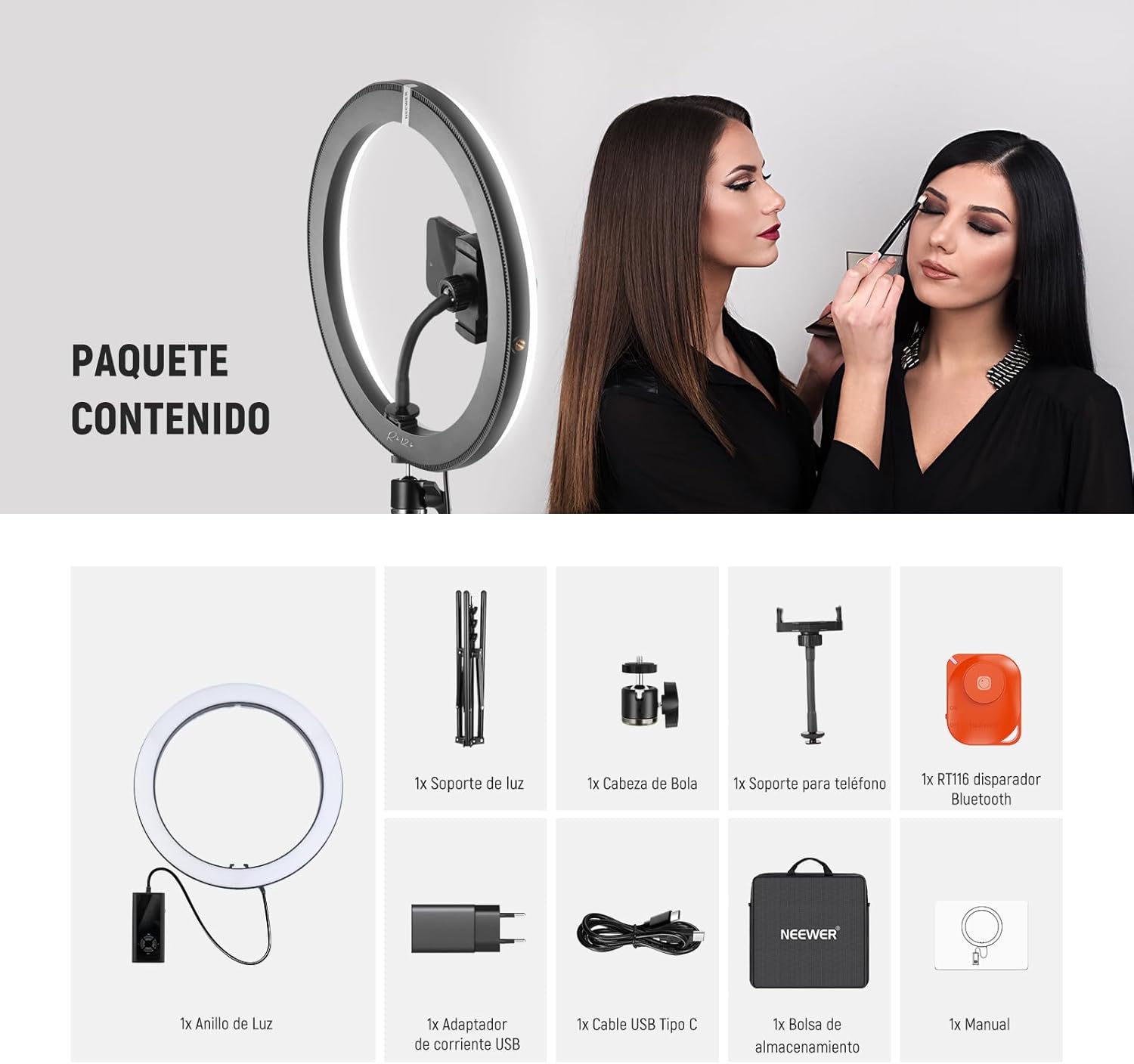 Anillo de Luz LED Neewer RH12B de 30,5 cm con Soporte de 180 cm