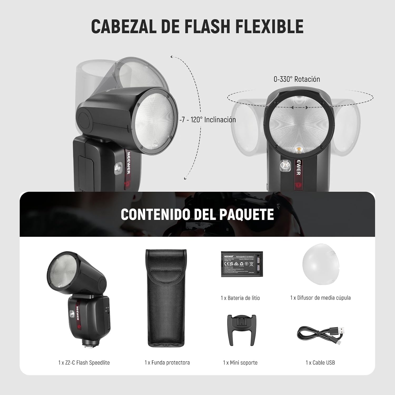 Flash Speedlite Neewer Z2-C TTL Cabezal Redondo para Canon