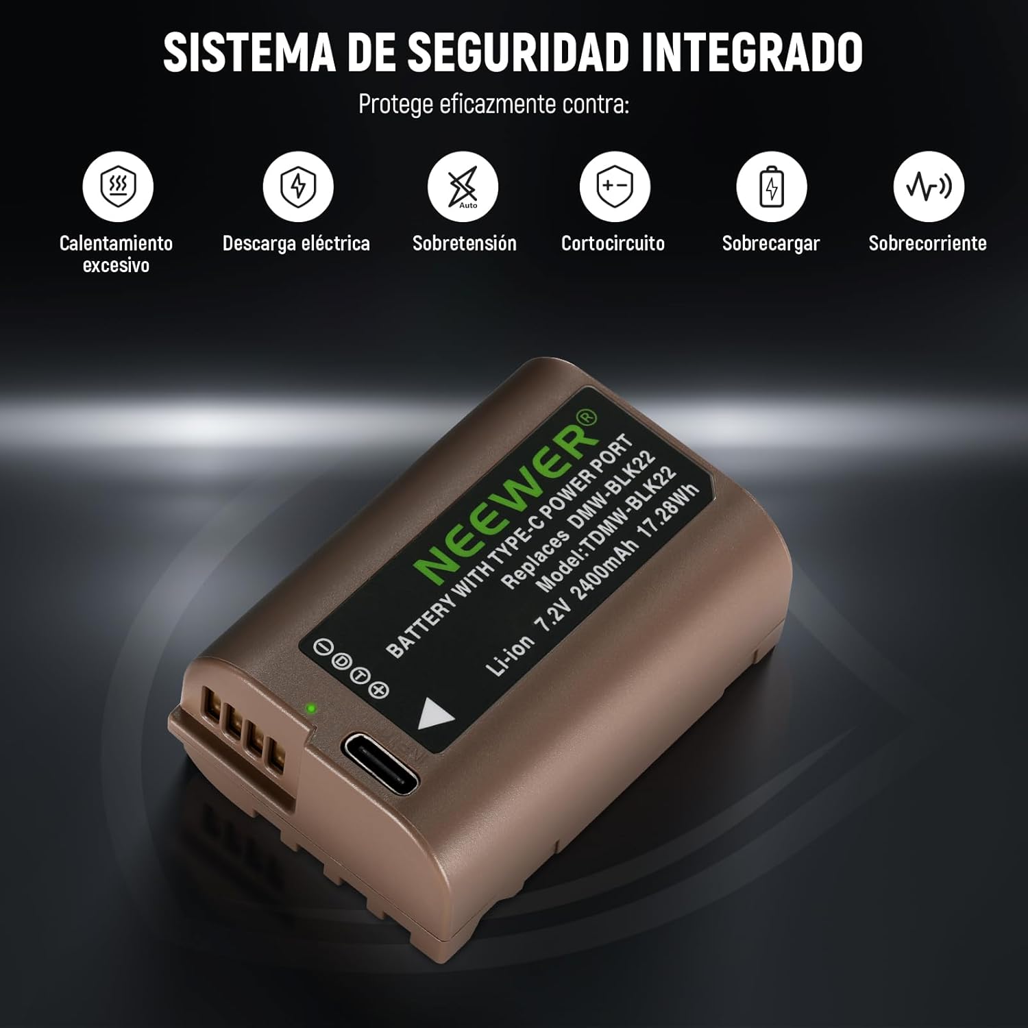 Batería Neewer DMW-BLK22 2400mAh para Lumix