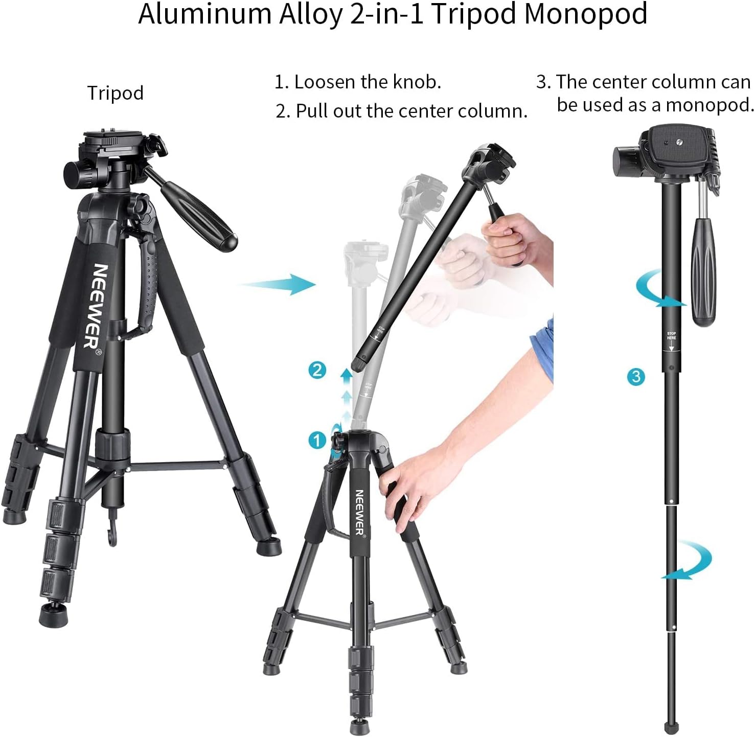 Trípode Monopod Neewer 177 cm Aleación Aluminio para Cámaras