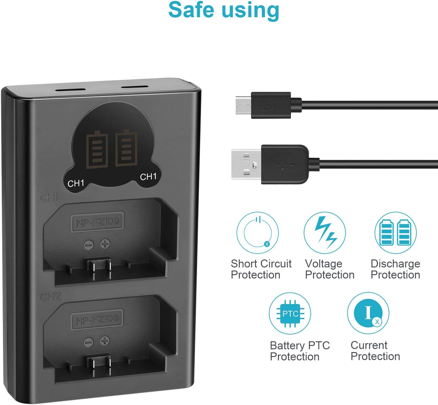 Cargador Dual USB Neewer para Baterías NP-FZ100