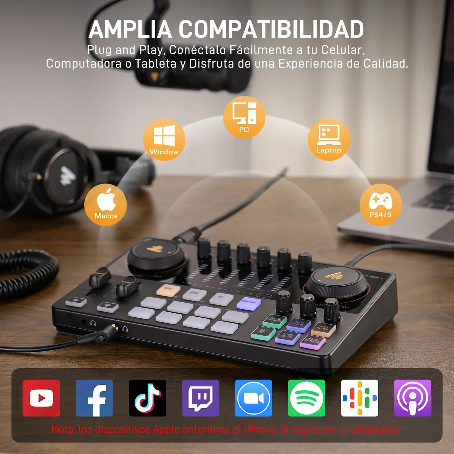 Interfaz de Audio Maonocaster AME2 Gen 2 para Podcasting