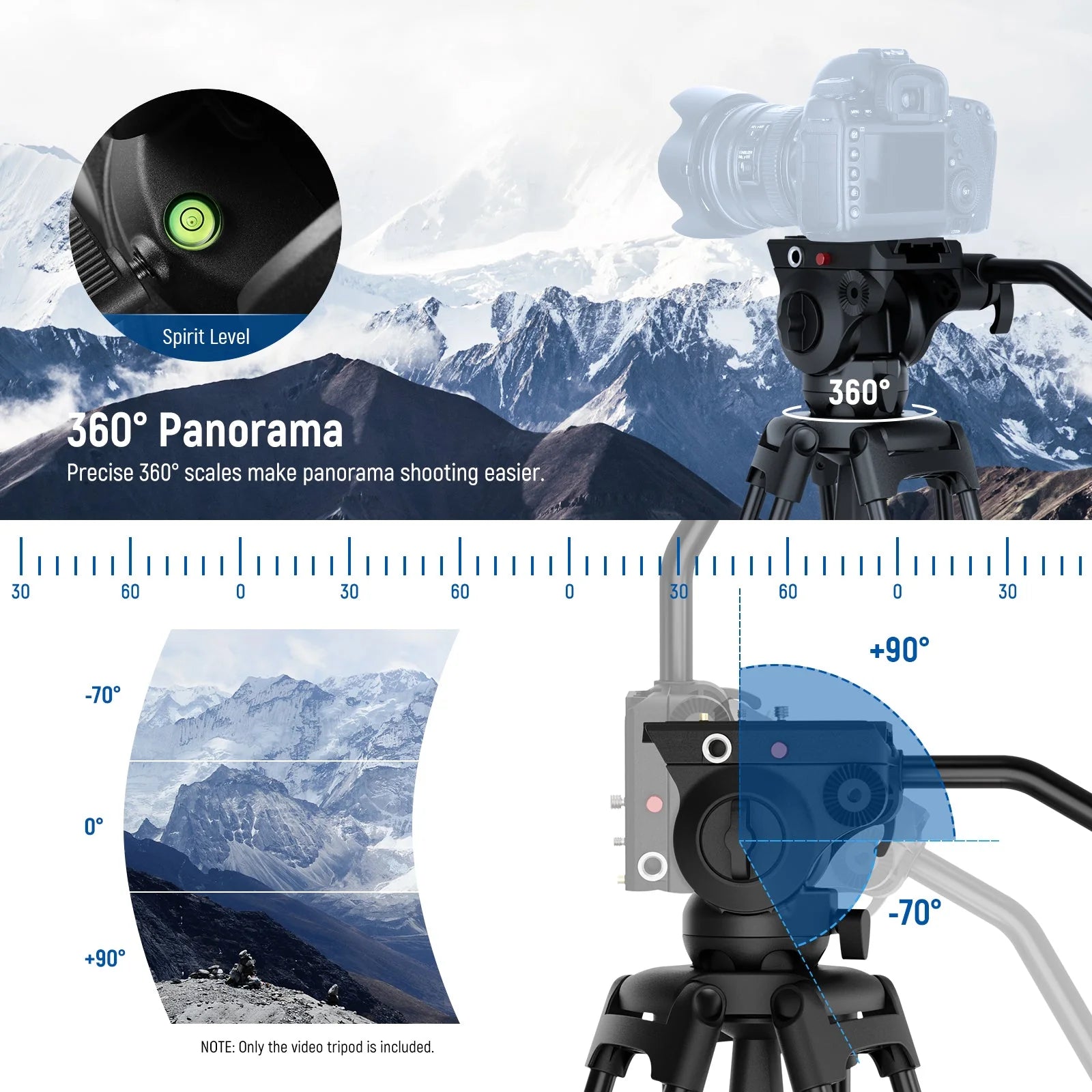 Trípode de Video Neewer TP37 187 cm Cabezal Fluido