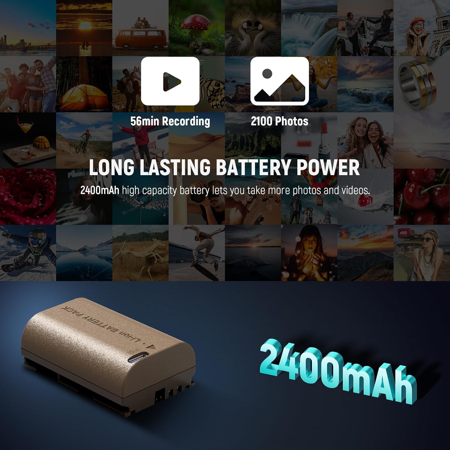 Batería Neewer LP-E6P 2400mAh con Puerto Tipo C
