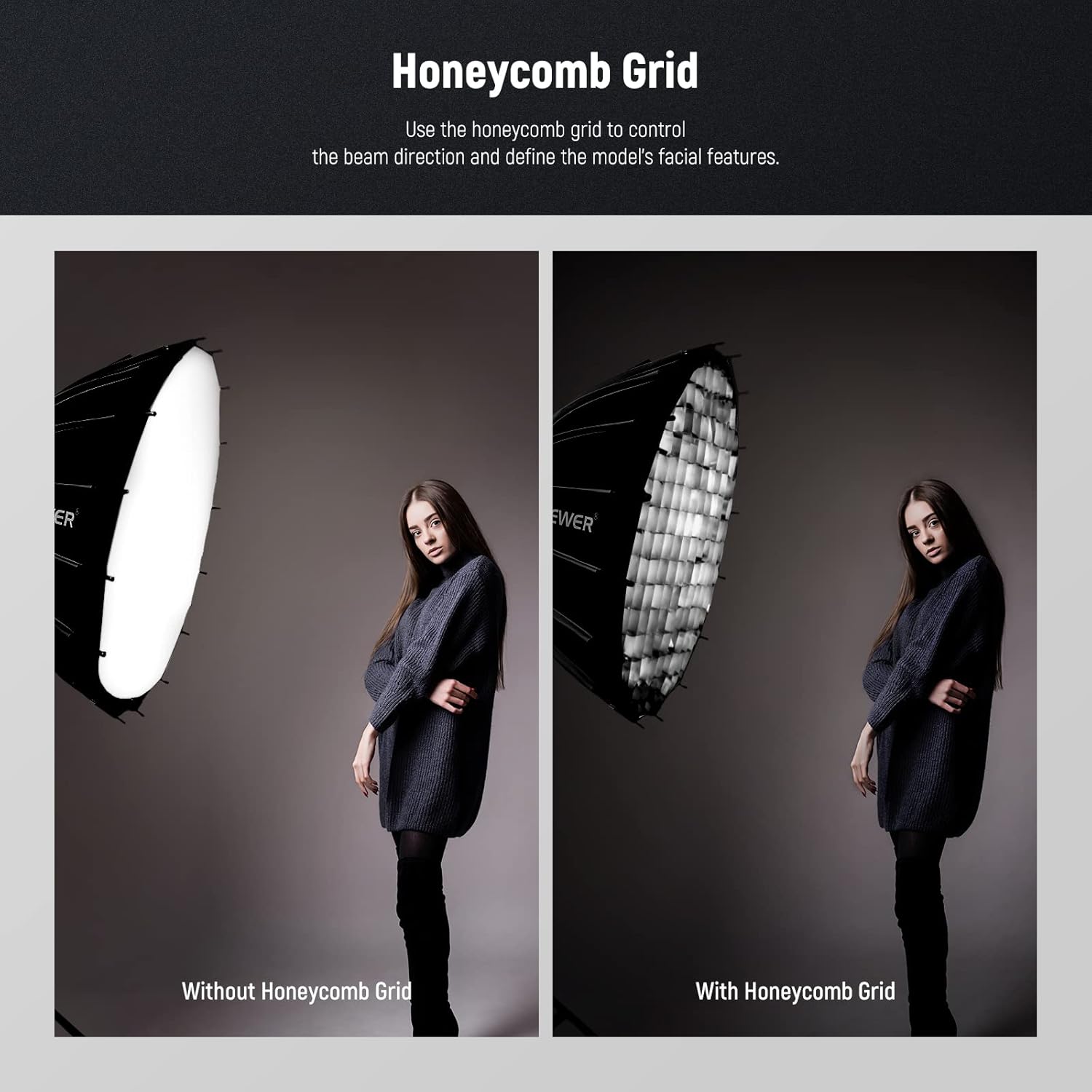 Softbox Parabólico Neewer de 85 cm con Grid y Montura Bowens