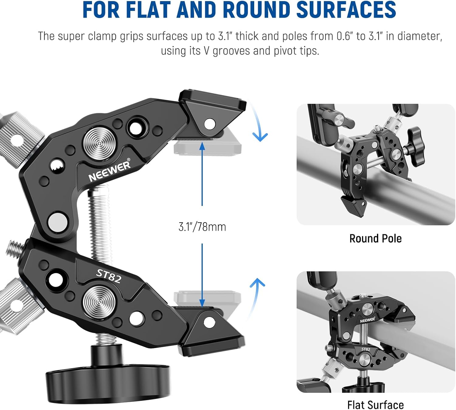 Super Clamp Neewer con 2 Brazos Mágicos de Bola 360°