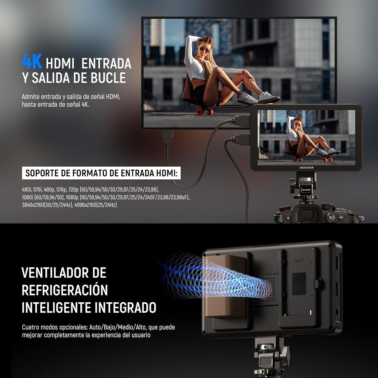 Monitor de Campo Neewer F700 7" IPS 4K con LUT 3D