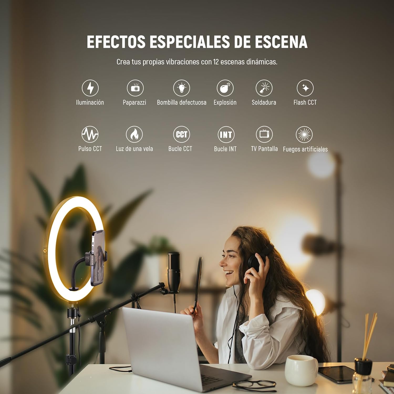 Anillo de Luz LED Neewer RH12B de 30,5 cm con Soporte de 180 cm
