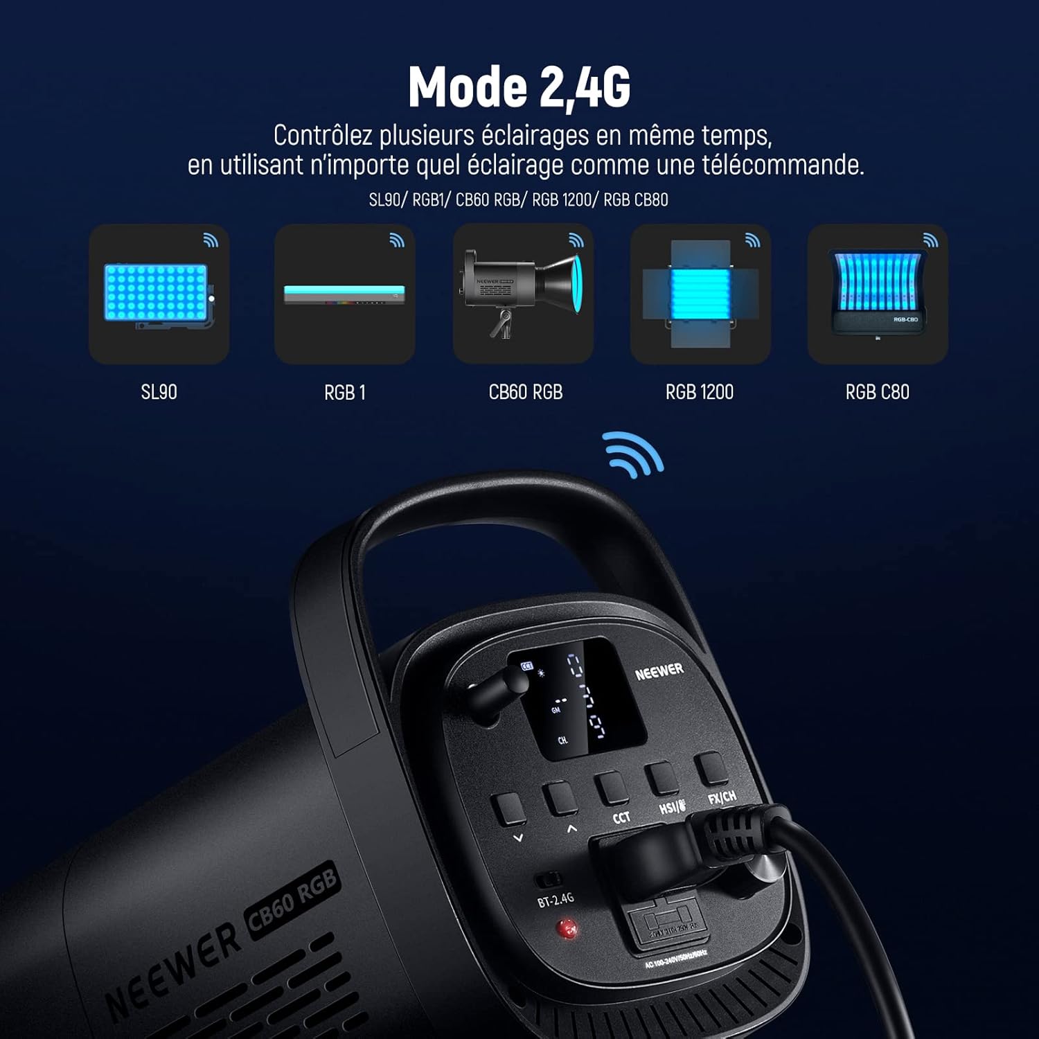 Luz RGB COB Neewer CB60 70W con Control 2.4G/App