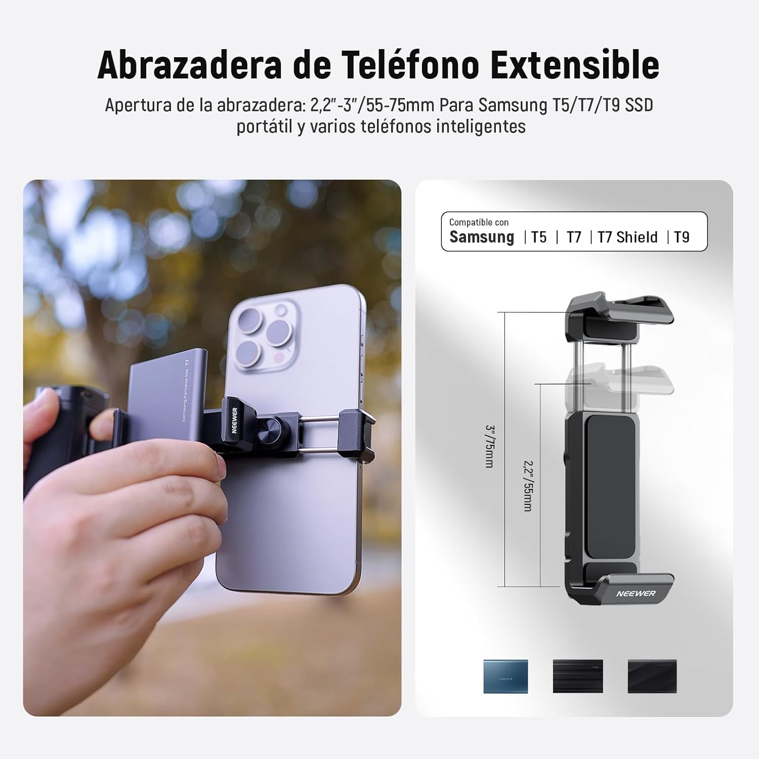 Mango Bluetooth Neewer PA028E con Soporte y Monturas