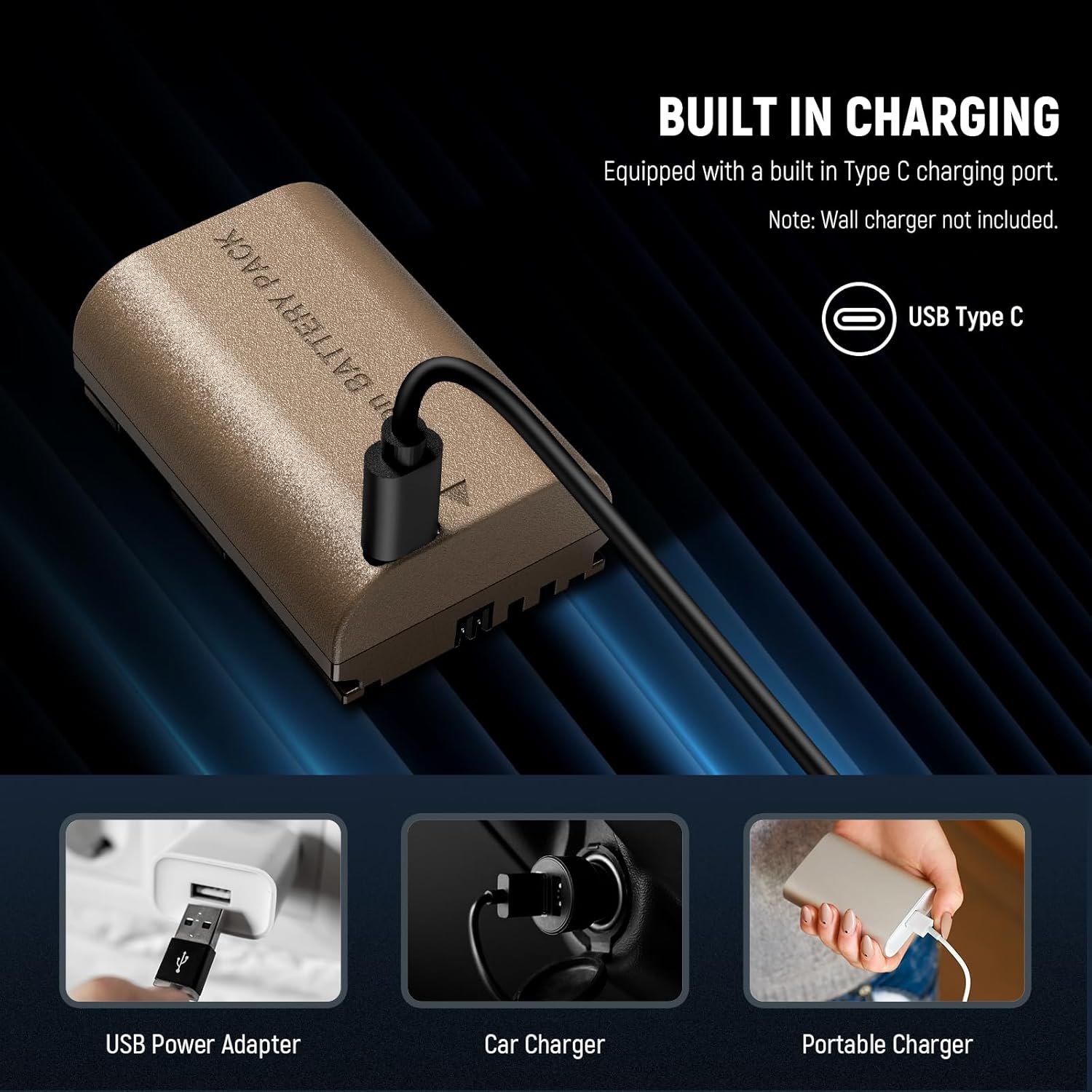 Batería Neewer LP-E6P 2400mAh con Puerto Tipo C