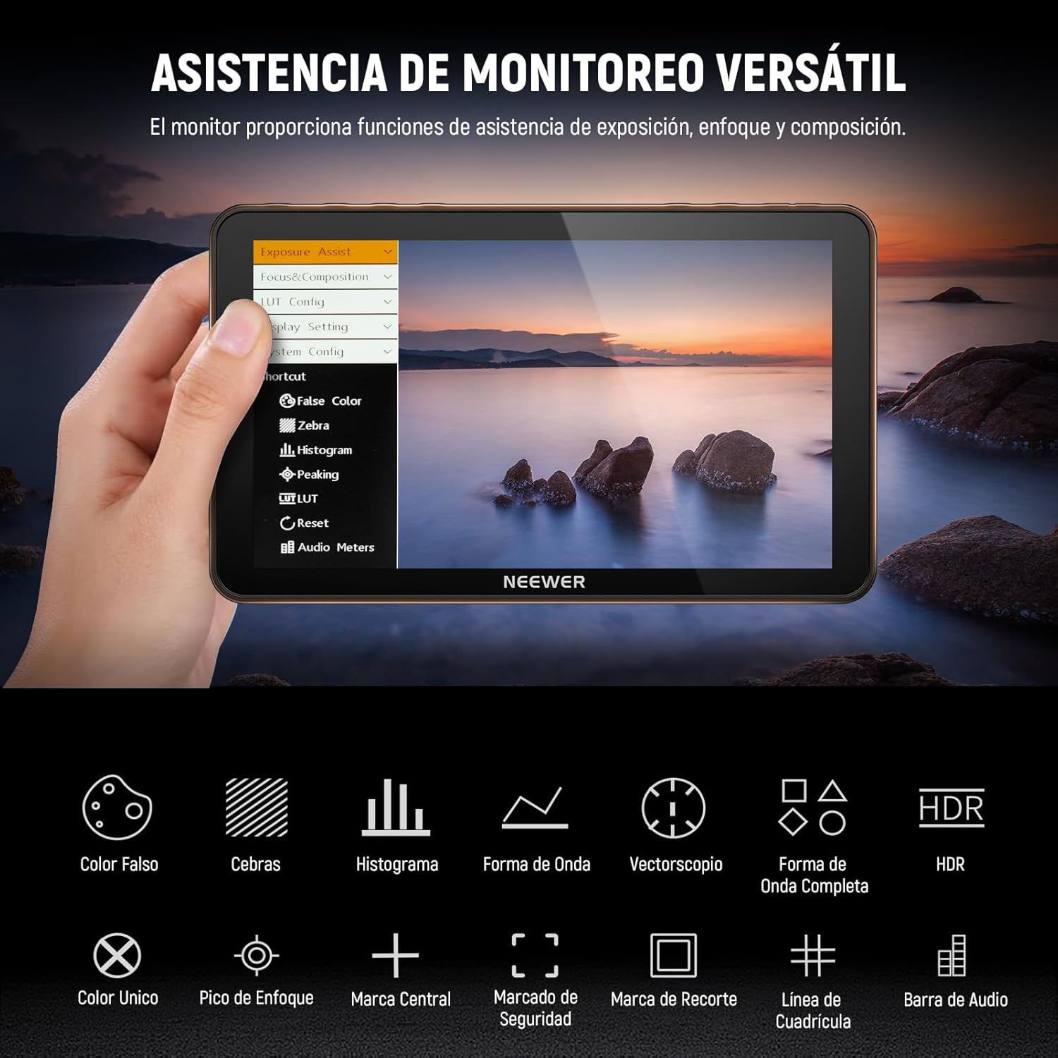 Monitor de Campo Neewer F700 7" IPS 4K con LUT 3D