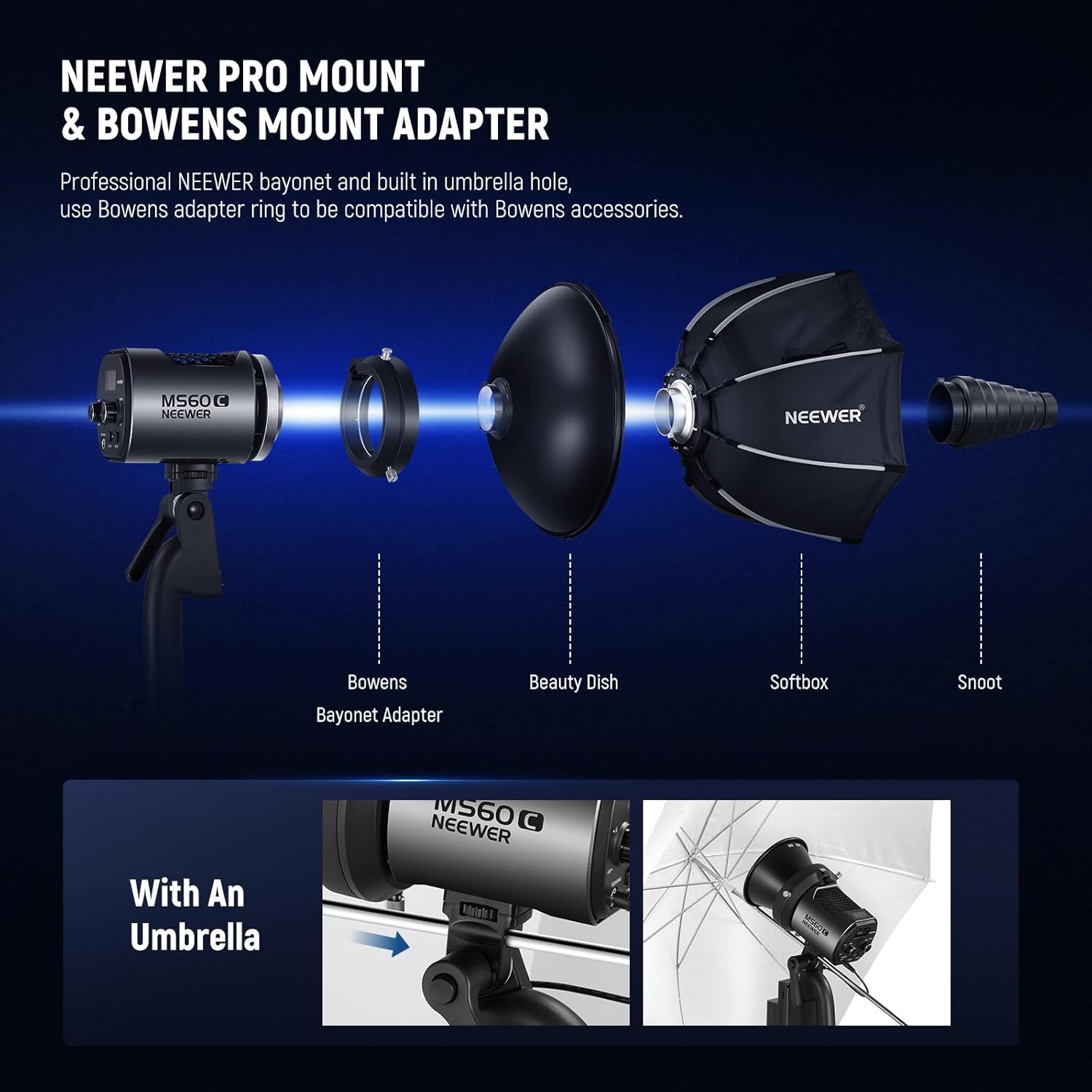 Foco de mano con luz LED RGB para video Neewer MS60C