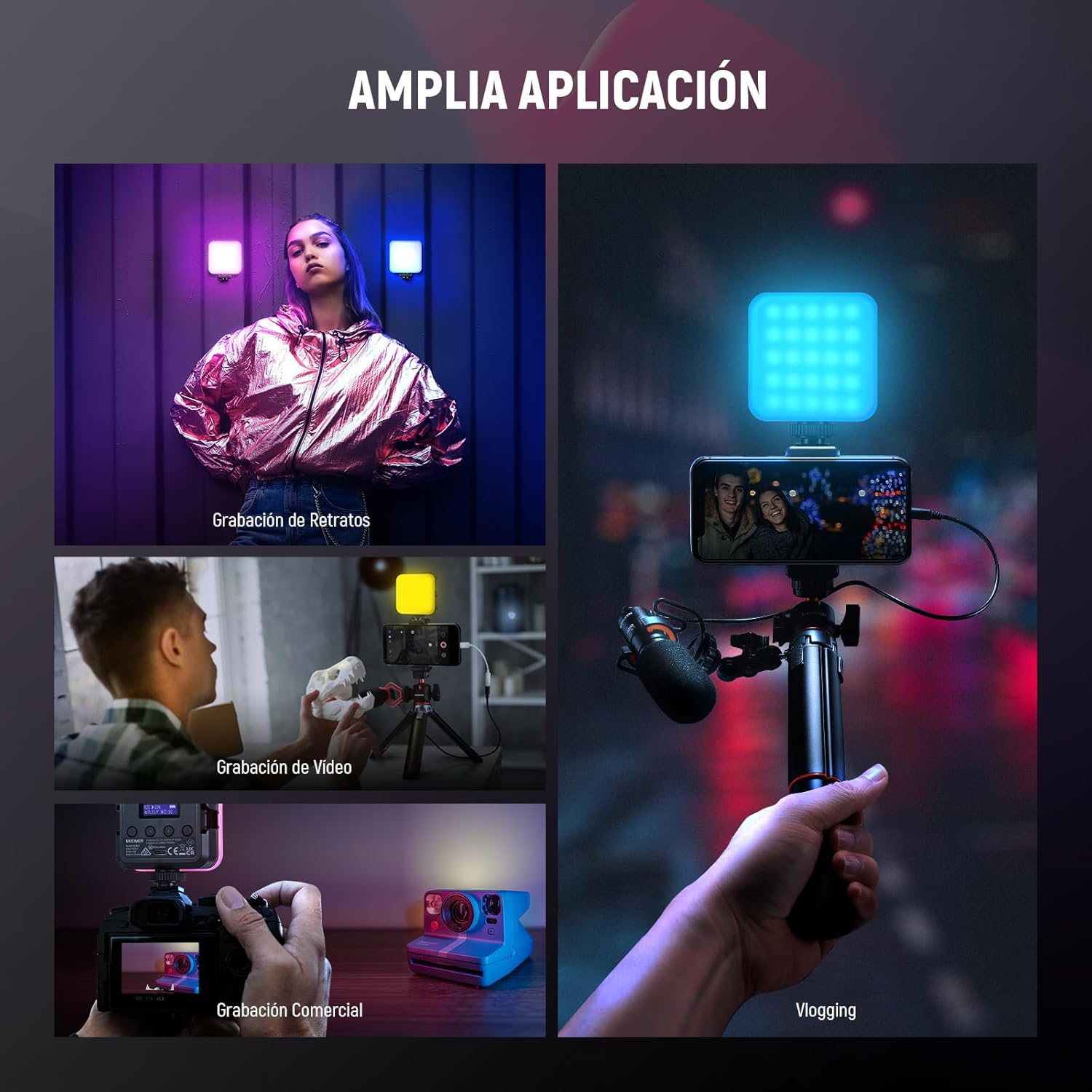 Luz de Video RGB Neewer RGB62 con Control por App