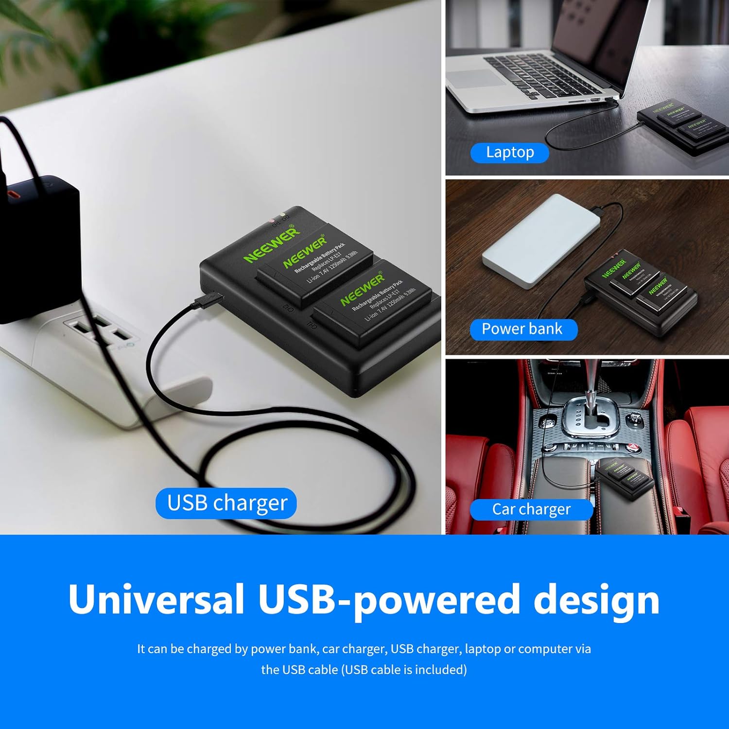 Set 2 Baterías LP-E17 y Cargador USB Neewer para Canon