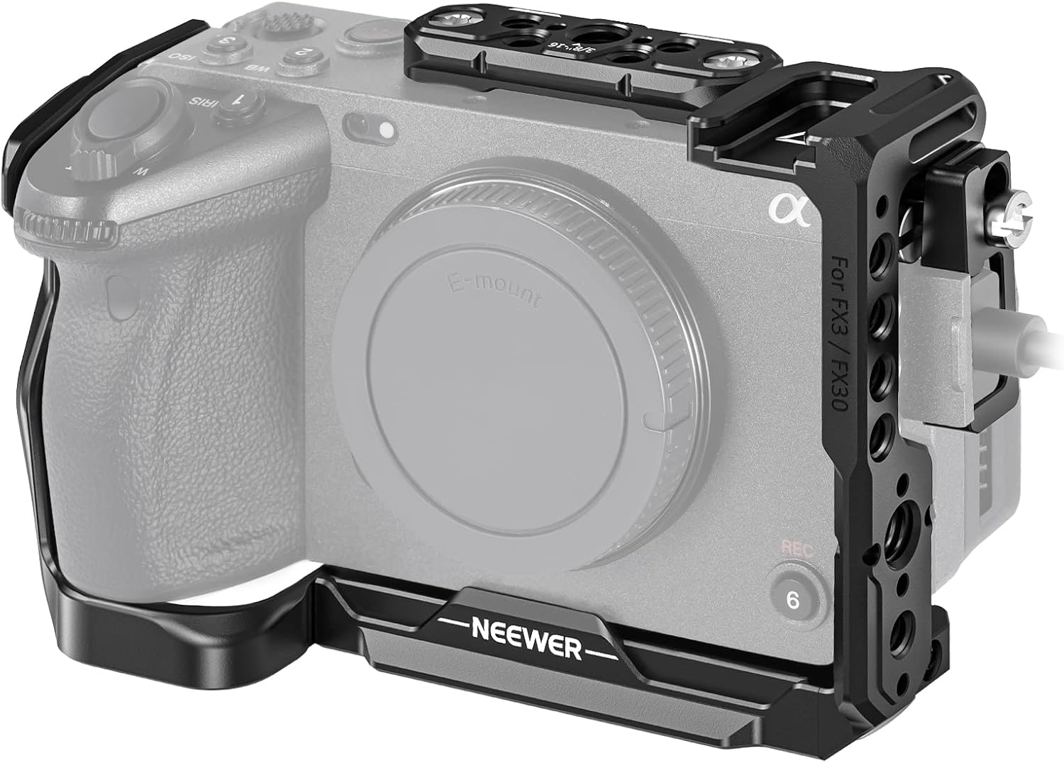 Jaula para Cámara Neewer FX3/FX30 con Abrazadera Cable HDMI