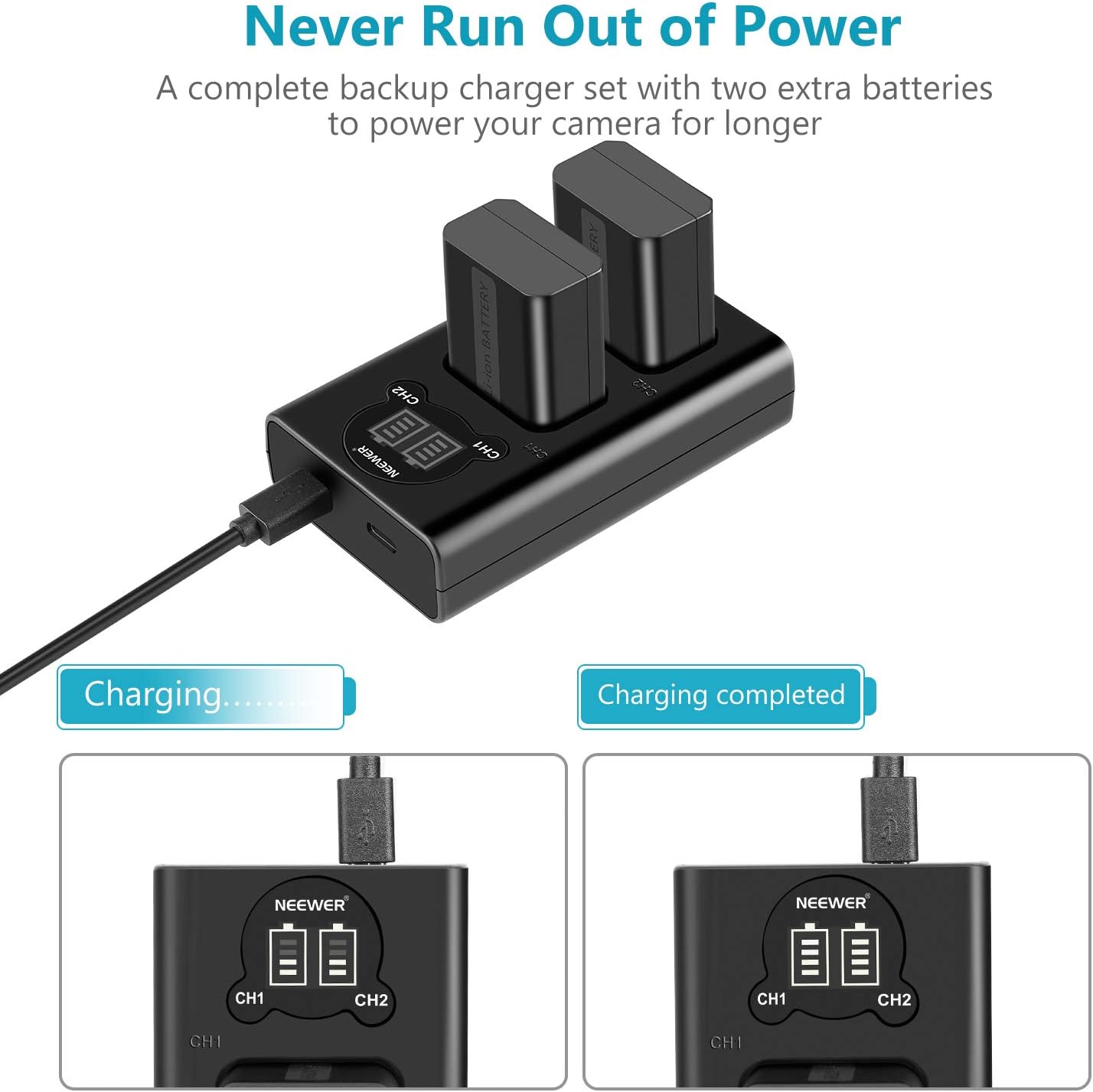 Kit Cargador Dual y Baterías Neewer NP-FW50 1100mAh Sony