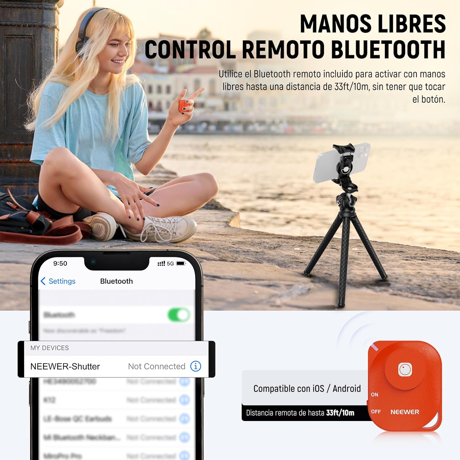 Trípode Flexible Neewer T34 con Cabezal Bola y Soporte Móvil