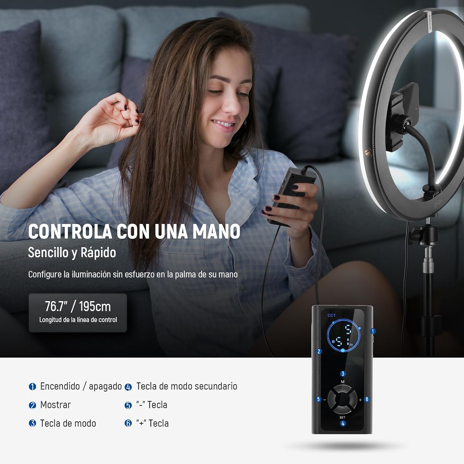 Anillo de Luz LED Neewer RH12B de 30,5 cm con Soporte de 180 cm