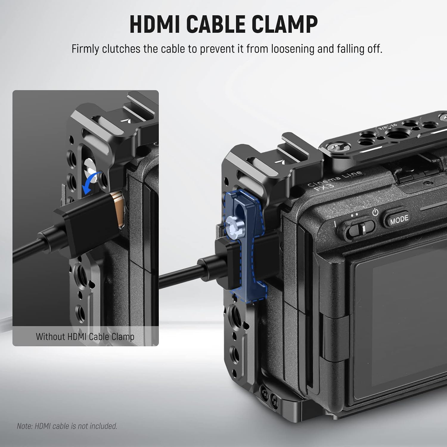 Jaula para Cámara Neewer FX3/FX30 con Abrazadera Cable HDMI