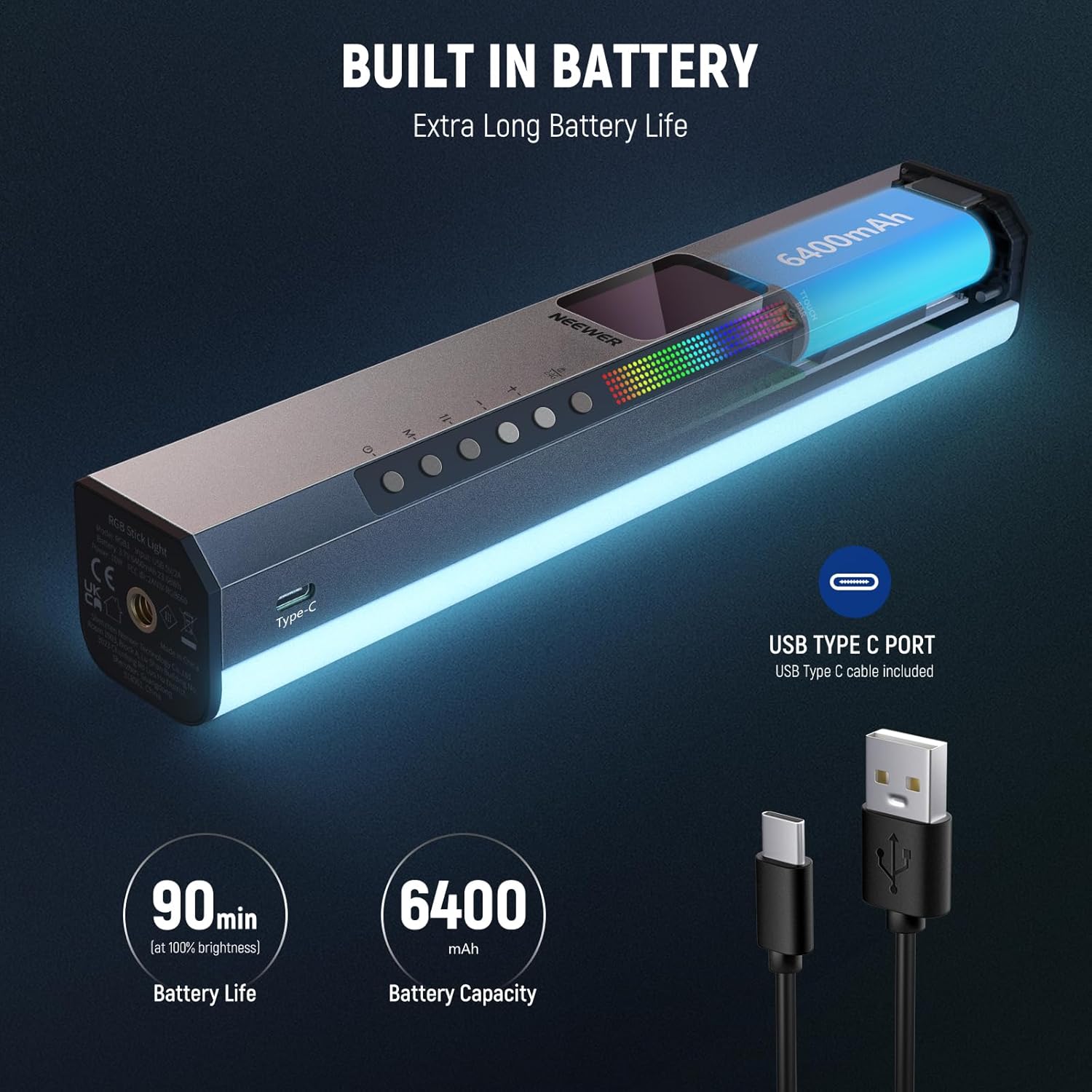 Luz LED RGB Neewer RGB1 con Barndoors y Control APP