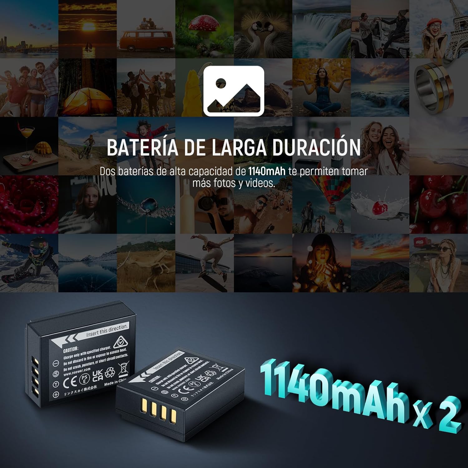 Kit 2 Baterías Neewer NP-W126 1140mAh con Cargador USB-C