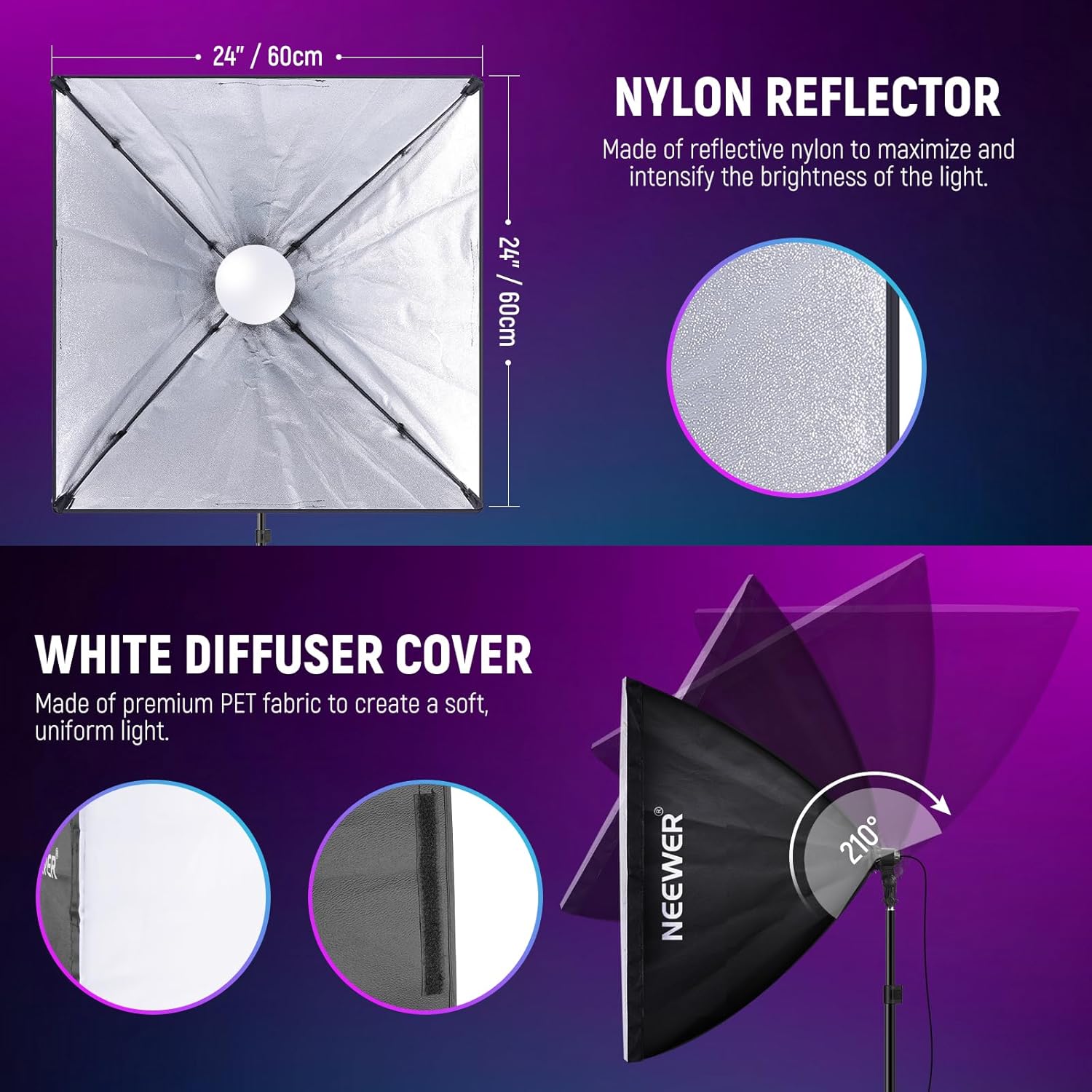 Kit Softbox LED RGB 24W Neewer NK800