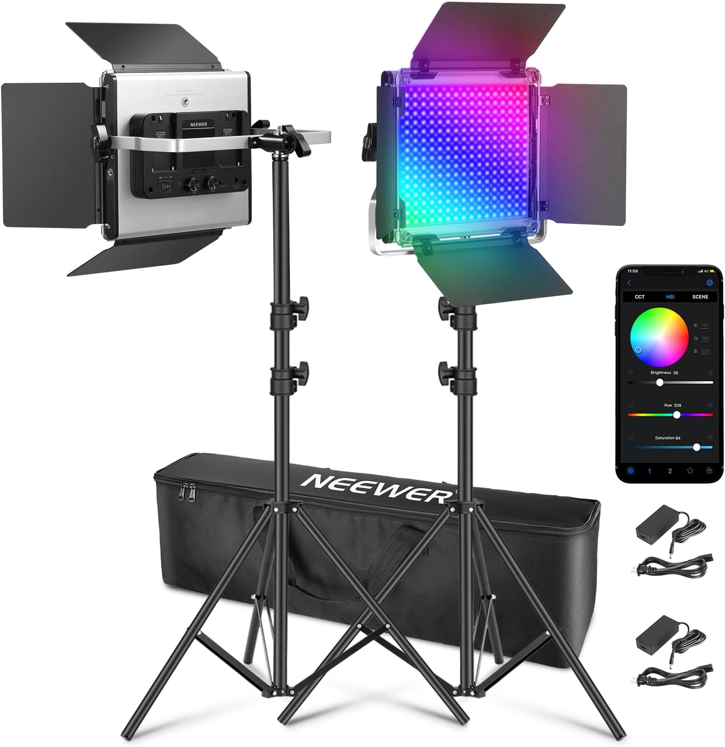 Kit LED Neewer 660 PRO II RGB con App y Soportes