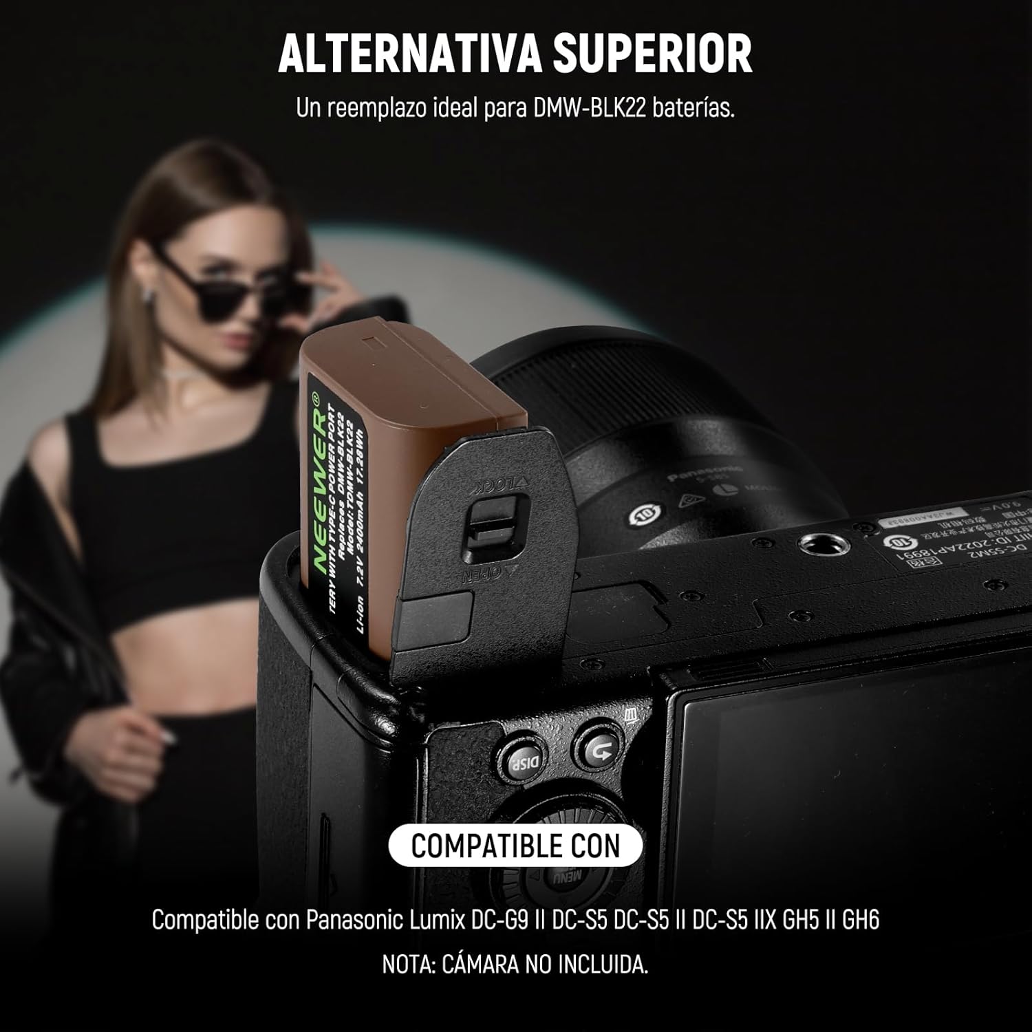 Batería Neewer DMW-BLK22 2400mAh para Lumix
