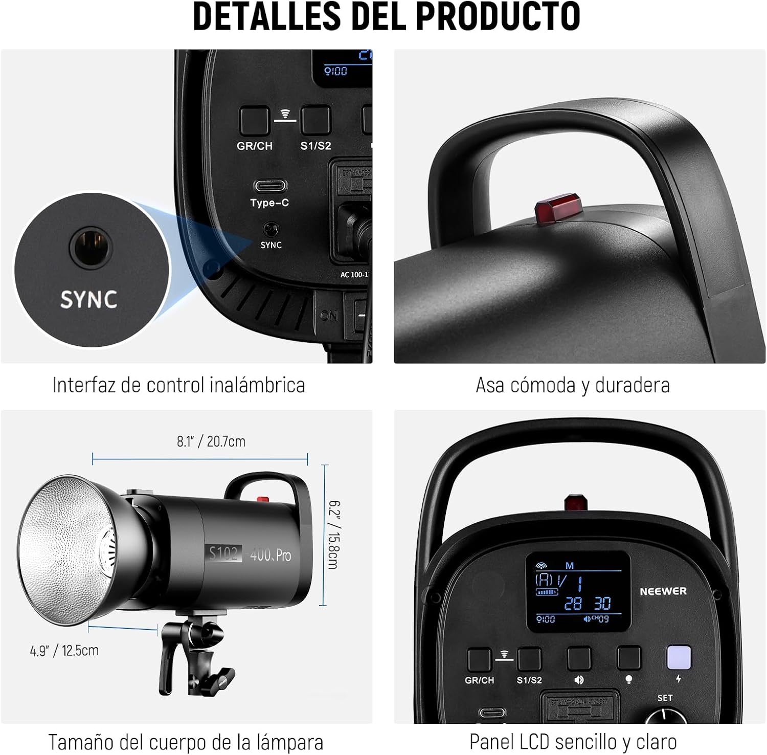 Flash Estudio Neewer S102-400W PRO con Trigger 2.4G