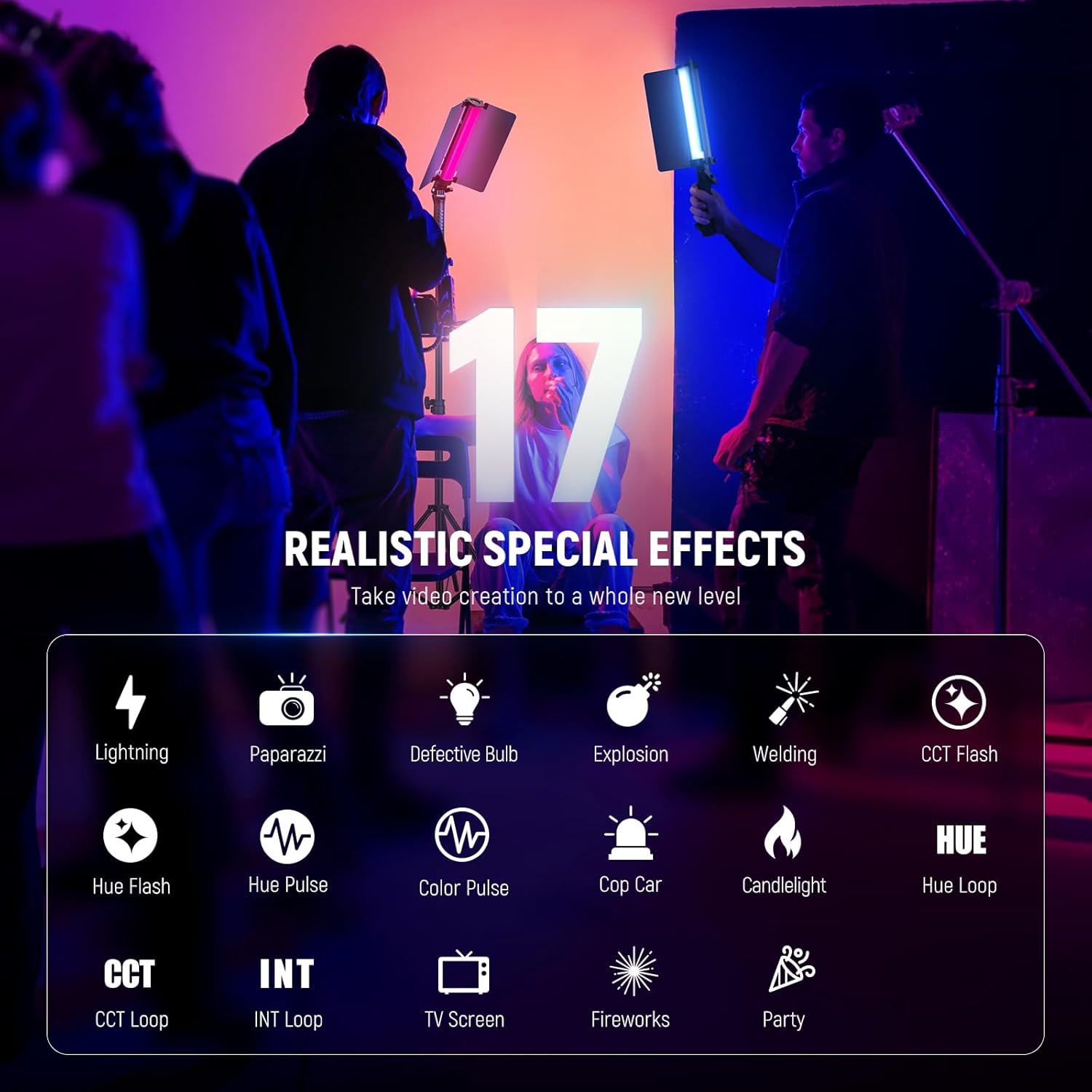 Luz LED RGB Neewer RGB1 con Barndoors y Control APP