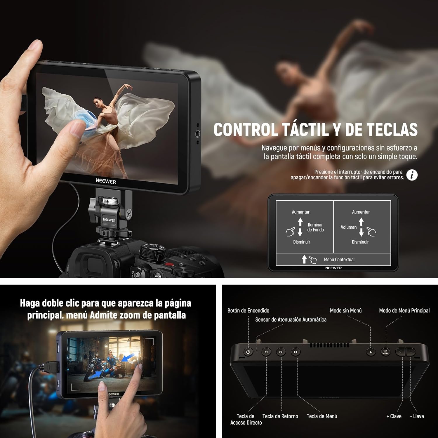 Monitor de Campo Neewer F700 7" IPS 4K con LUT 3D