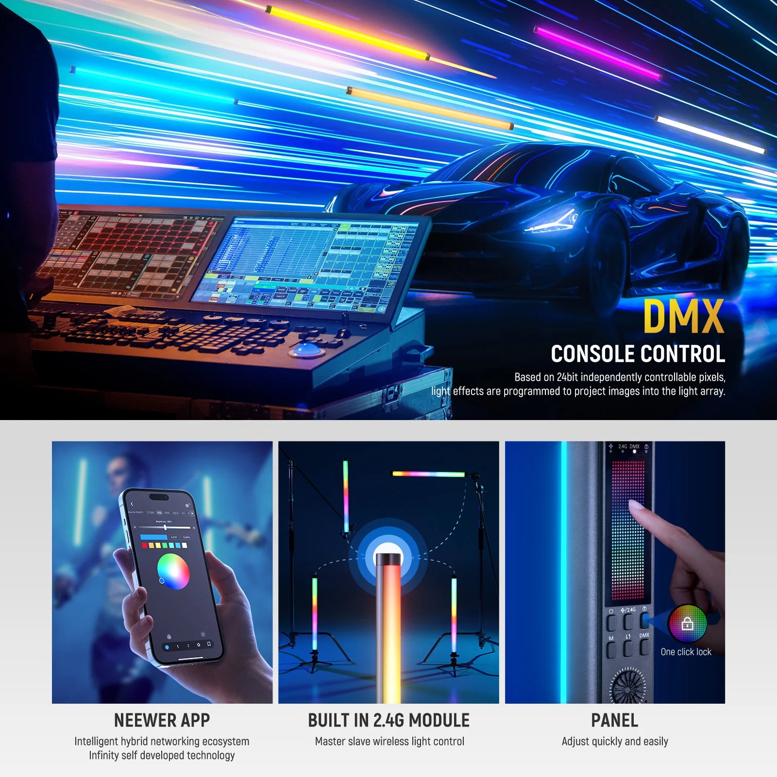 Tubo de luz RGB Neewer TL90C de 30W