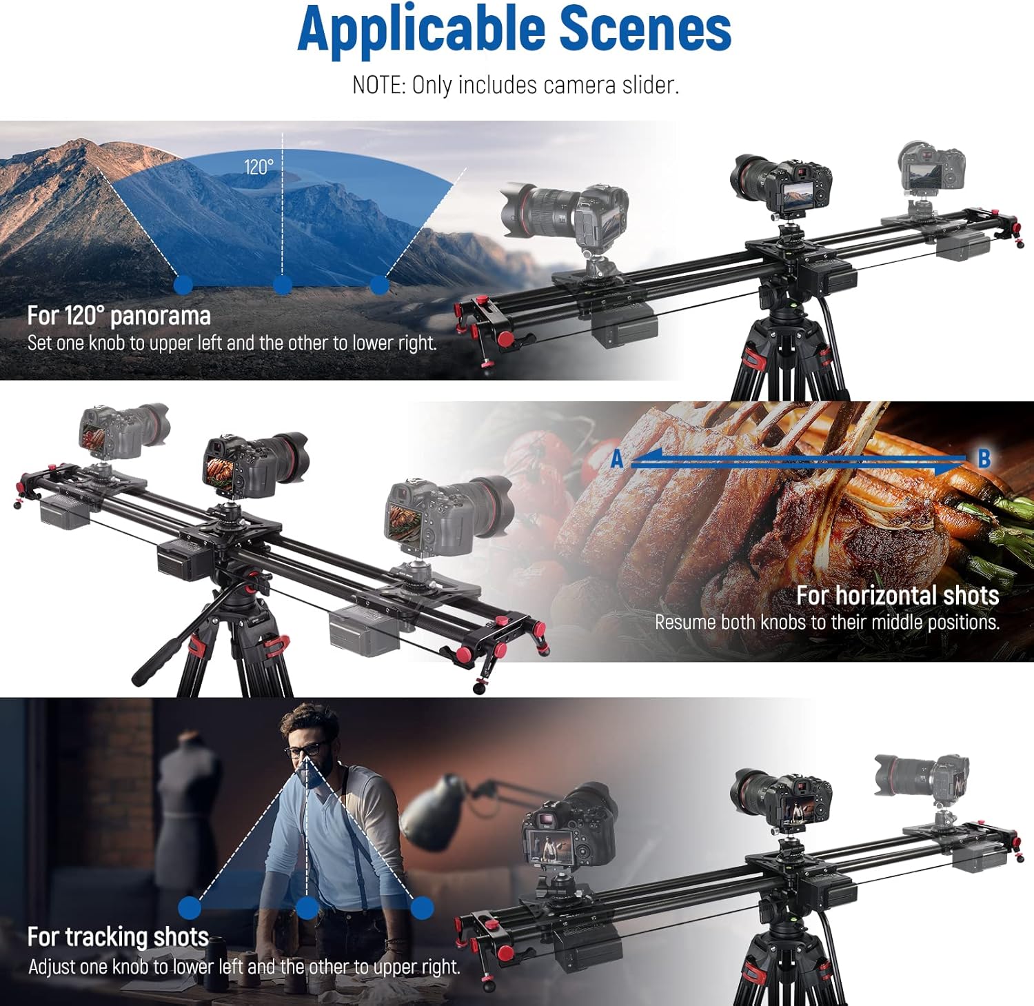 Slider Motorizado Neewer ER1 de Fibra de Carbono de 120 cm