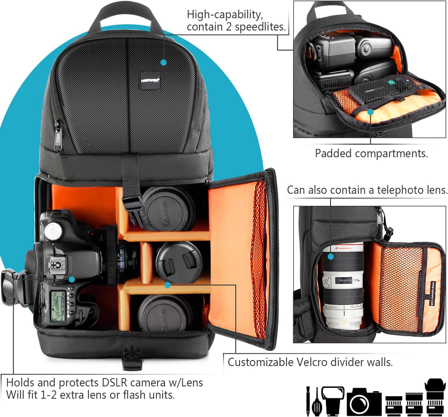 Mochila Bandolera para Cámara Neewer (Negra)