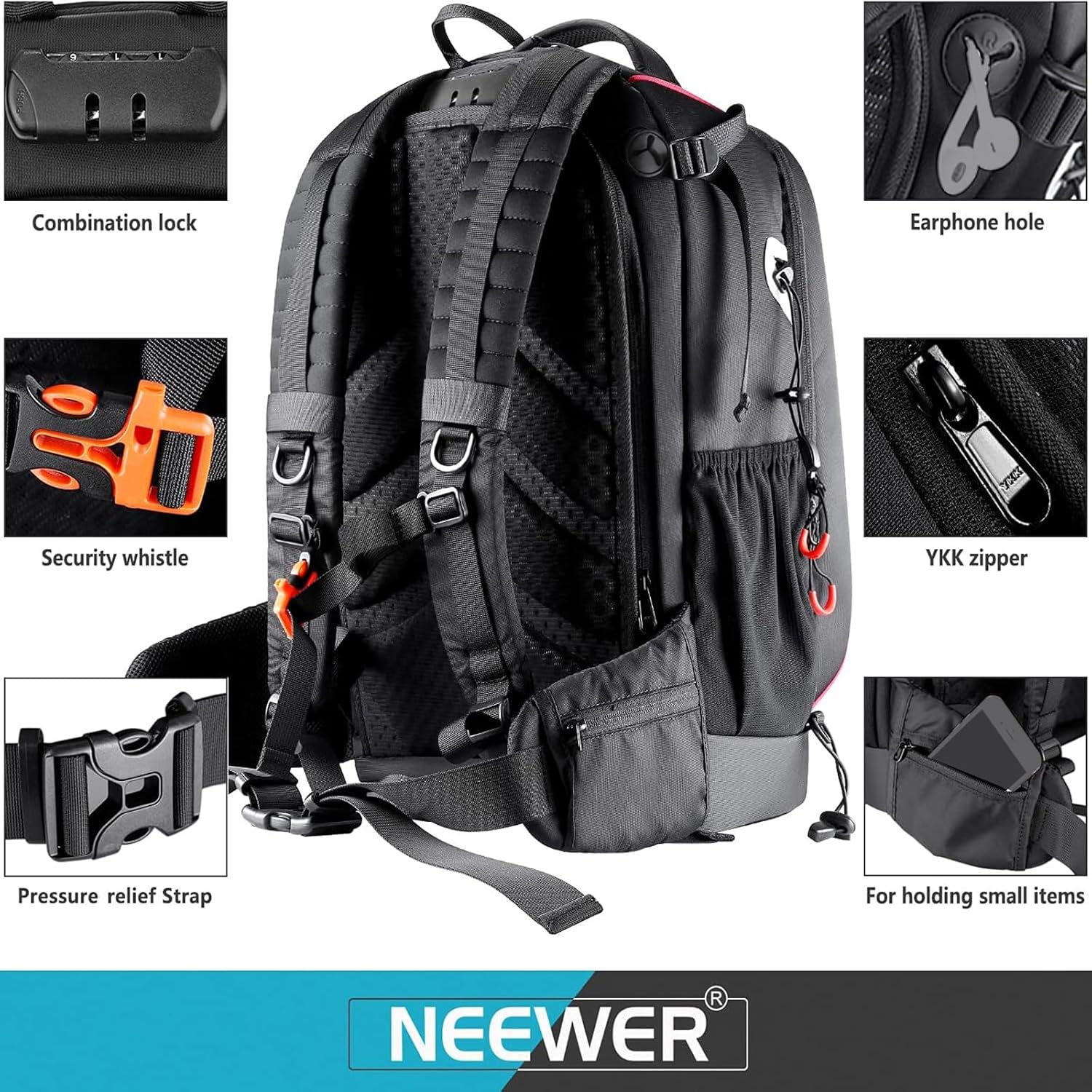 Mochila Neewer 30L Negra para Cámara y Dron