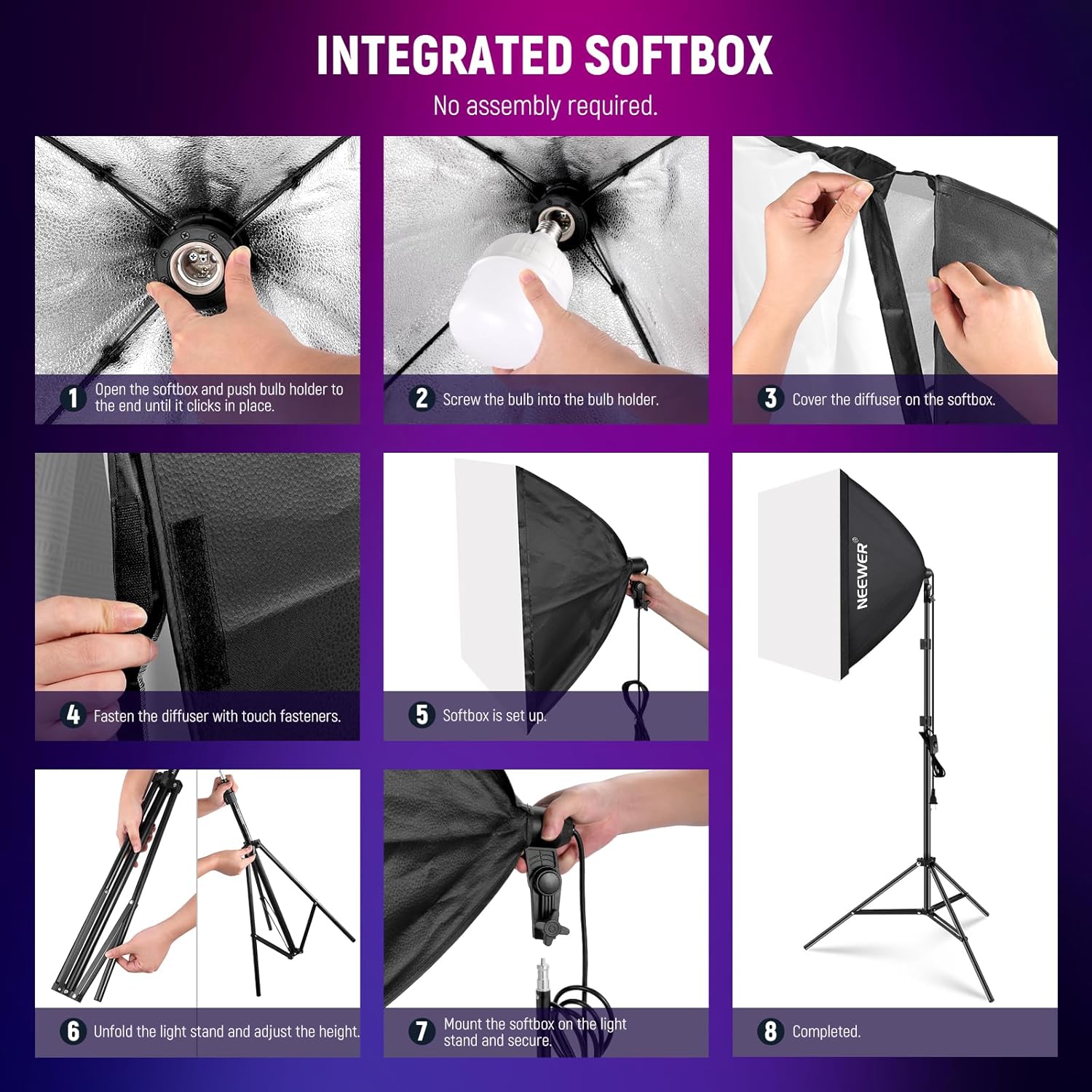 Kit Softbox LED RGB 24W Neewer NK800