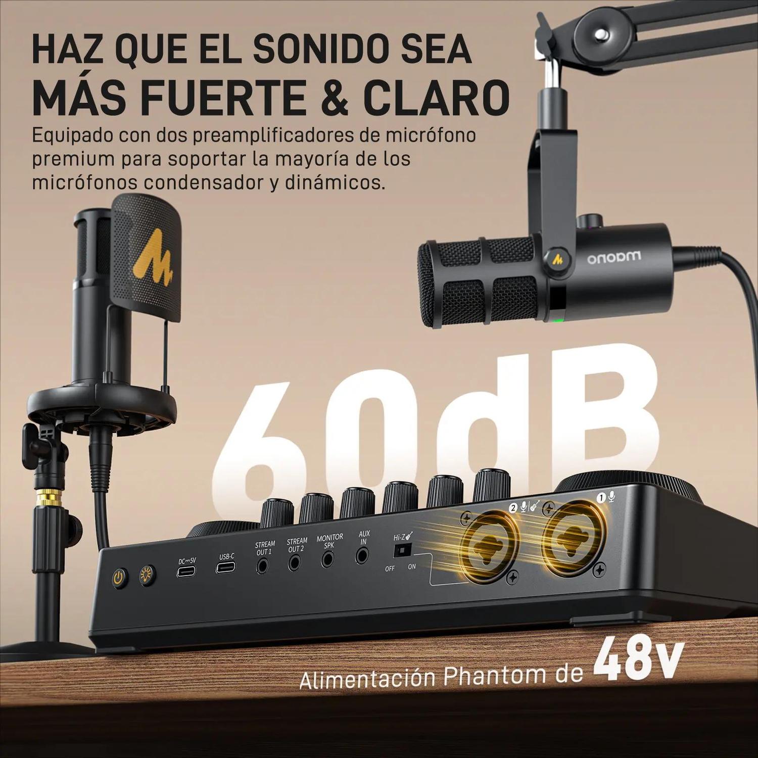 Interfaz de Audio Maonocaster AME2 Gen 2 para Podcasting