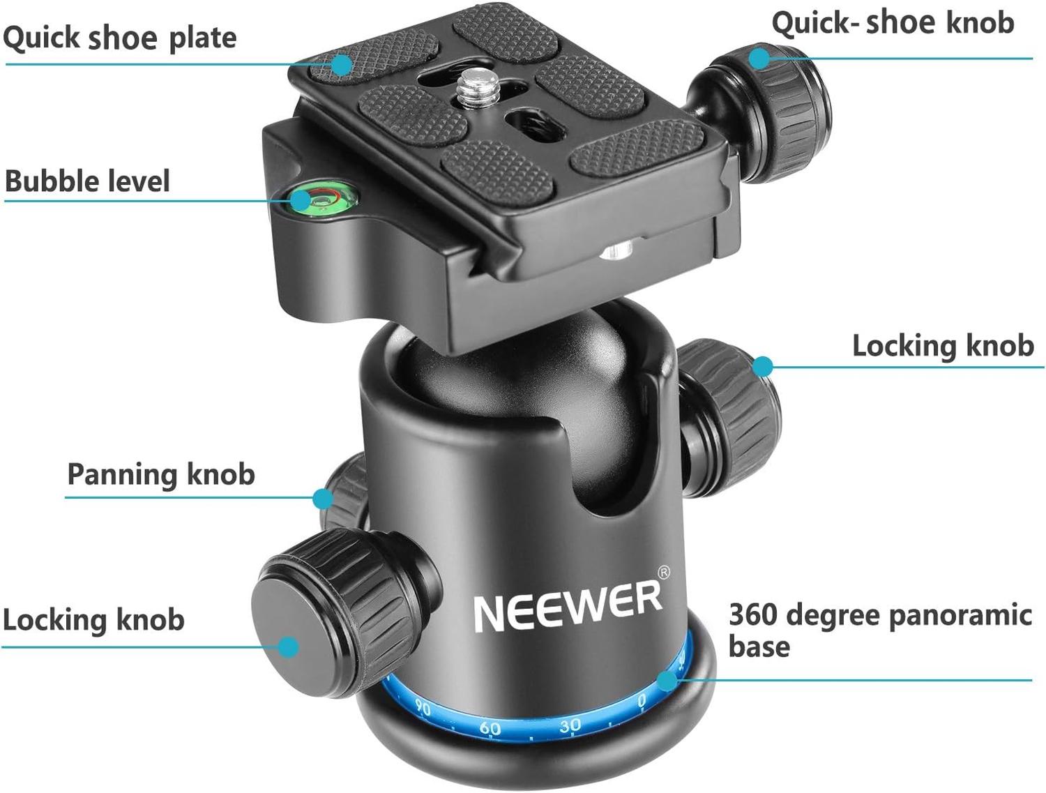 Cabezal de Bola Neewer Arca con Placa QR Azul y Negro