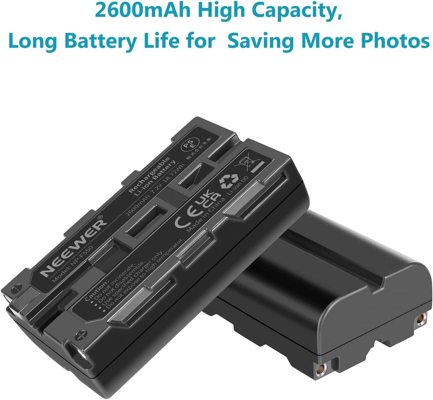 Kit 2 Baterías Neewer NP-F550 2600mAh con Cargador USB Dual