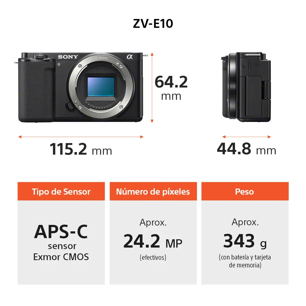 Cámara Mirrorless Sony ZV-E10 + Lente 16-50mm