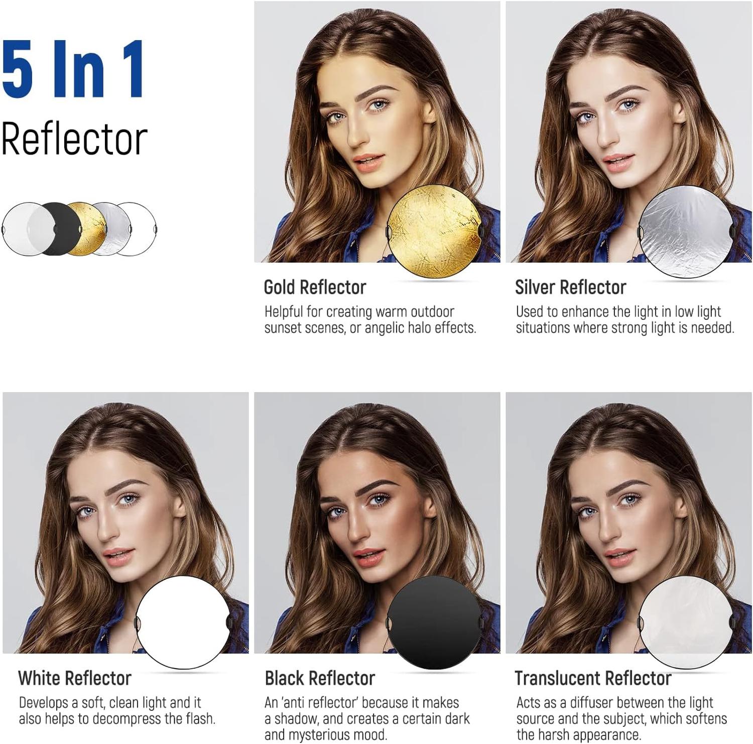 Reflector Neewer 5 en 1 Plegable de 80 cm con Asas